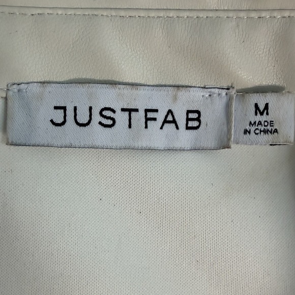 Faux Leather Long Sleeve Button Down Shirt Cream Puff Sleeve Size M - Picture 3 of 11